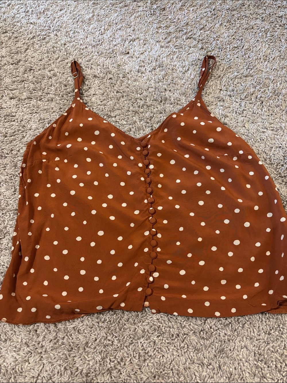 Madewell Rust Polka Dot Button-Front Cami
